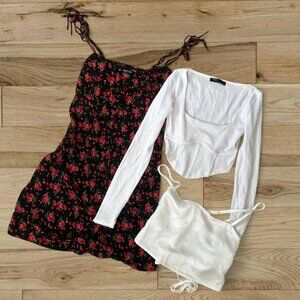 Feminine bustier floral & satin three piece set bundle 🧚🏼